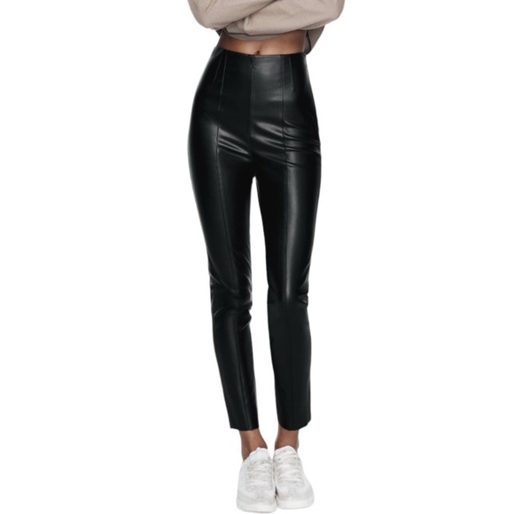 ZARA FAUX LEATHER LEGGINGS - Picture 6 of 9